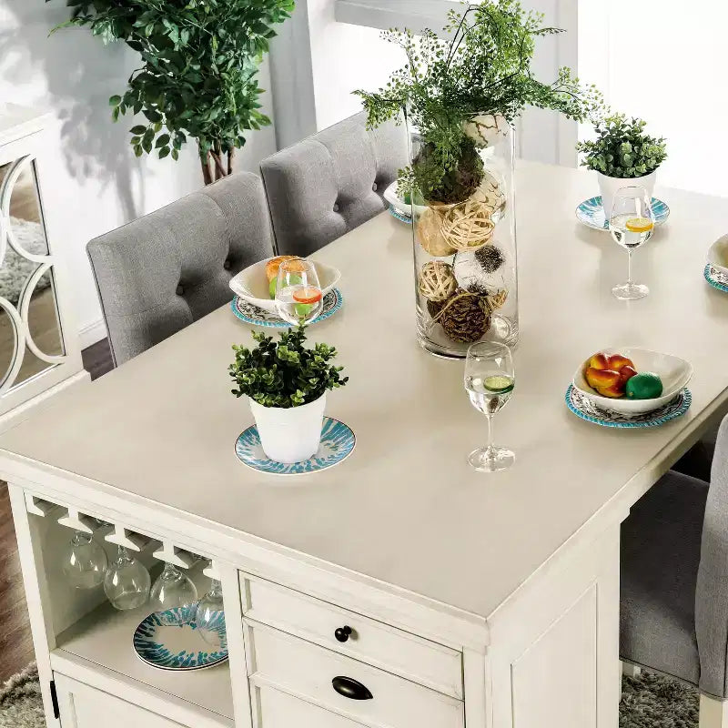 Set da pranzo in stile anticato, altezza bancone, 3 pezzi, 2 posti