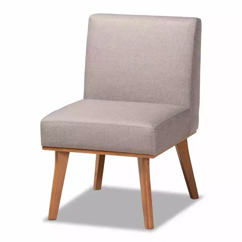 Set da pranzo moderno di metà secolo Odessa da 5 pezzi: tavolo in legno di gomma marrone e sedute imbottite, gambe curve, 4 posti, non allungabile