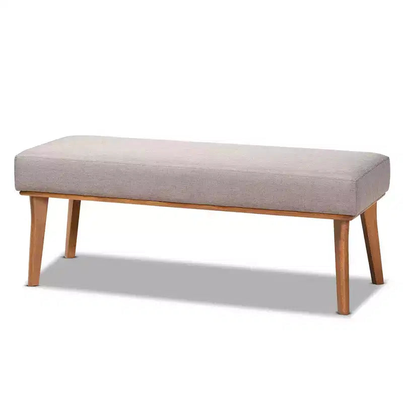 Set da pranzo moderno di metà secolo Odessa da 5 pezzi: tavolo in legno di gomma marrone e sedute imbottite, gambe curve, 4 posti, non allungabile