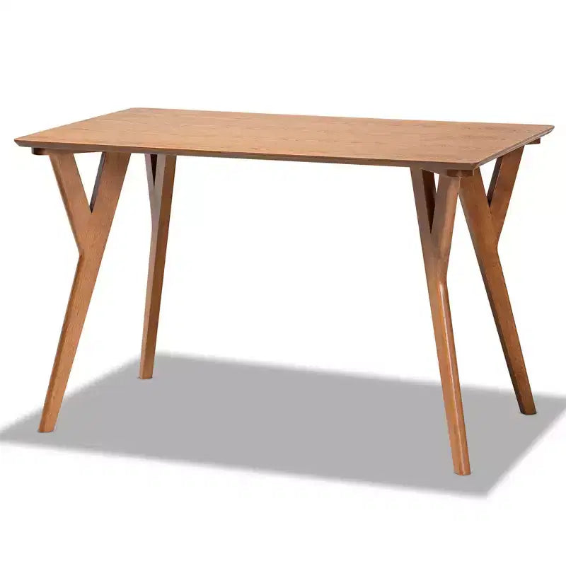 Set da pranzo moderno di metà secolo Odessa da 5 pezzi: tavolo in legno di gomma marrone e sedute imbottite, gambe curve, 4 posti, non allungabile