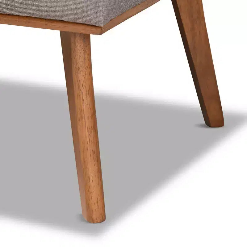 Set da pranzo moderno di metà secolo Odessa da 5 pezzi: tavolo in legno di gomma marrone e sedute imbottite, gambe curve, 4 posti, non allungabile