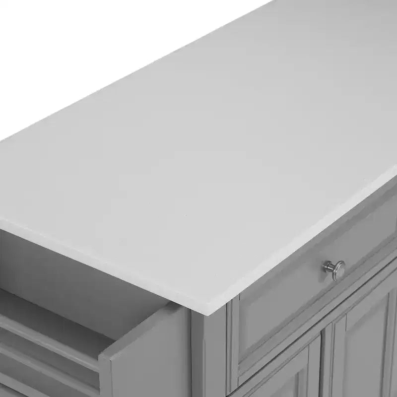 Carrello da Cucina con Isola e Ruote con Piano in Granito Grigio
