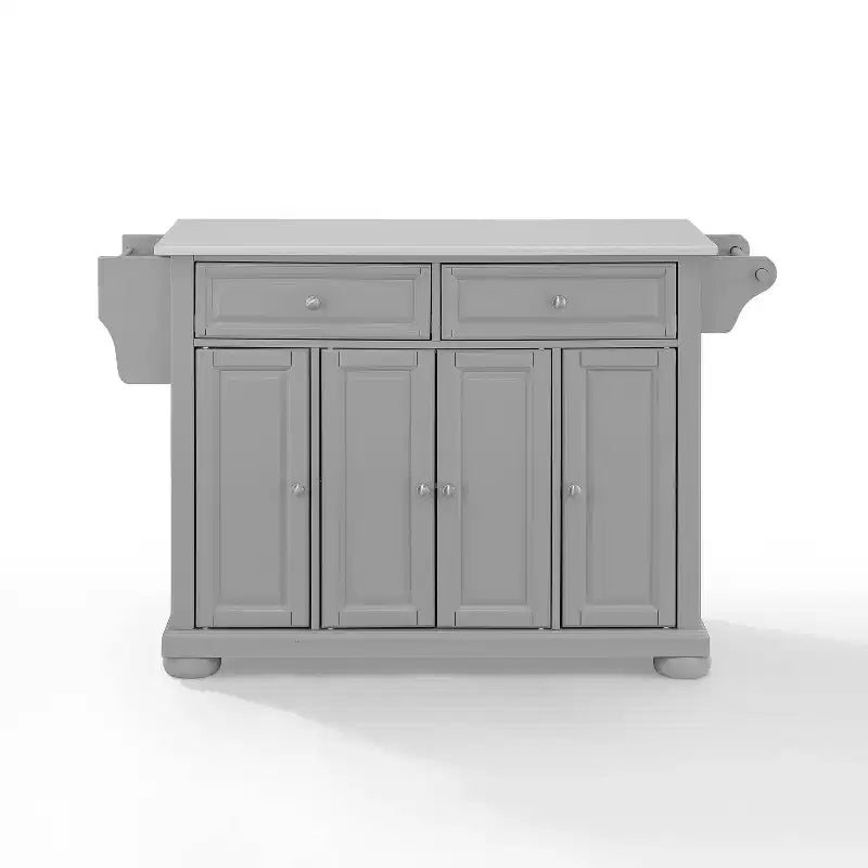 Carrello da Cucina con Isola e Ruote con Piano in Granito Grigio
