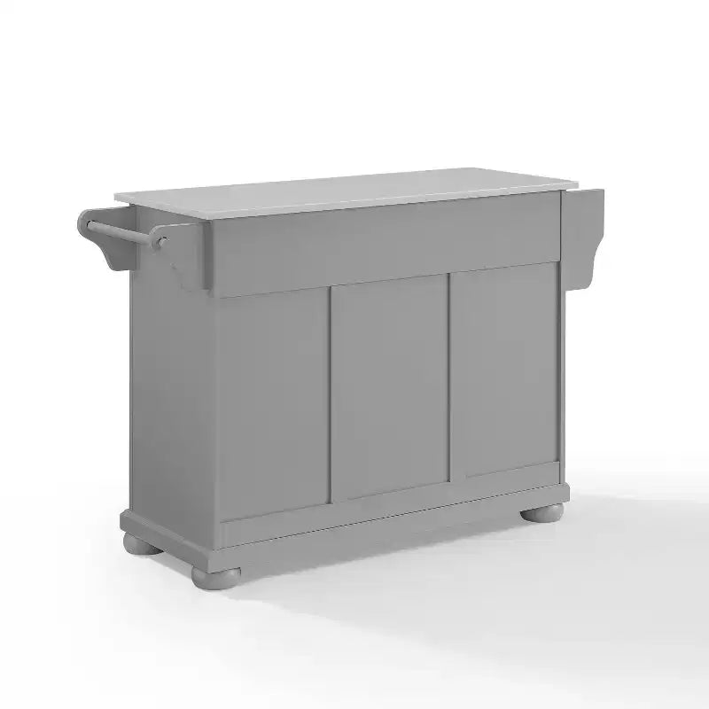 Carrello da Cucina con Isola e Ruote con Piano in Granito Grigio