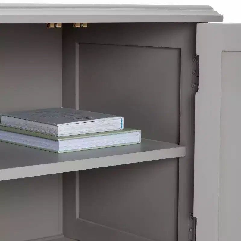 Mobiletto contenitore grigio a 2 ante in legno con ripiano fisso, montaggio 1 persona