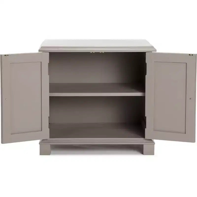 Mobiletto contenitore grigio a 2 ante in legno con ripiano fisso, montaggio 1 persona