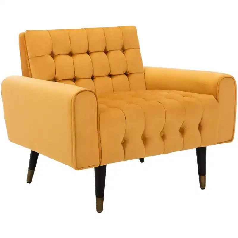 Poltroncina in velluto trapuntato, gambe in legno, seduta singola – Verde foresta / Giallo calendula / Grigio scisto / Blu ardesia