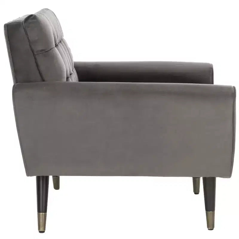 Poltroncina in velluto trapuntato, gambe in legno, seduta singola – Verde foresta / Giallo calendula / Grigio scisto / Blu ardesia