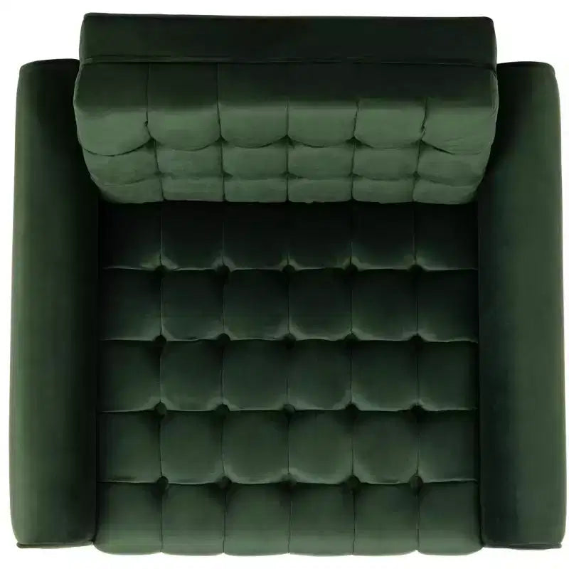 Poltroncina in velluto trapuntato, gambe in legno, seduta singola – Verde foresta / Giallo calendula / Grigio scisto / Blu ardesia