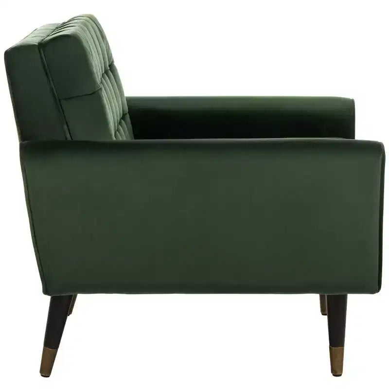 Poltroncina in velluto trapuntato, gambe in legno, seduta singola – Verde foresta / Giallo calendula / Grigio scisto / Blu ardesia