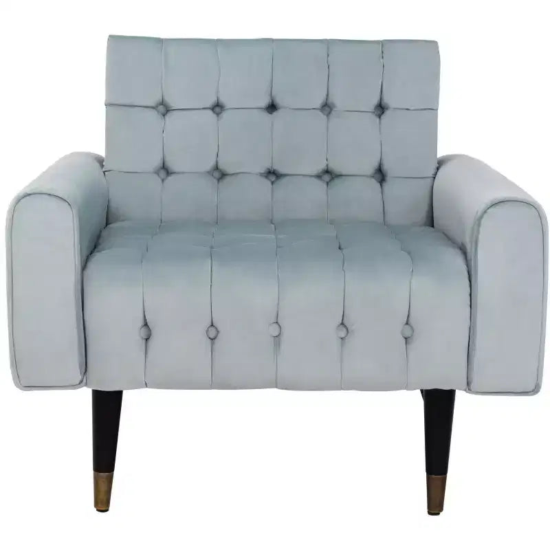 Poltroncina in velluto trapuntato, gambe in legno, seduta singola – Verde foresta / Giallo calendula / Grigio scisto / Blu ardesia