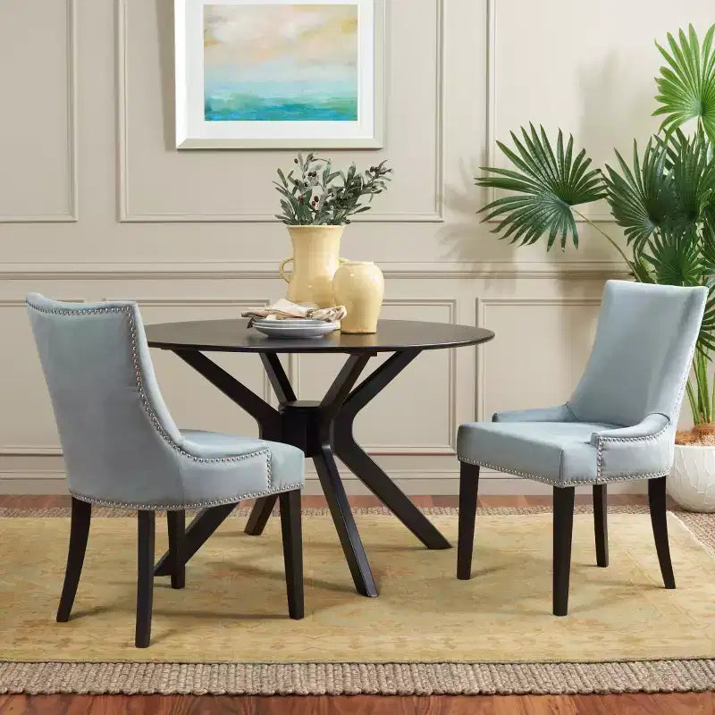 Sedia da Pranzo senza Braccioli Rivestita Multicolore con Borchie, Set di 2