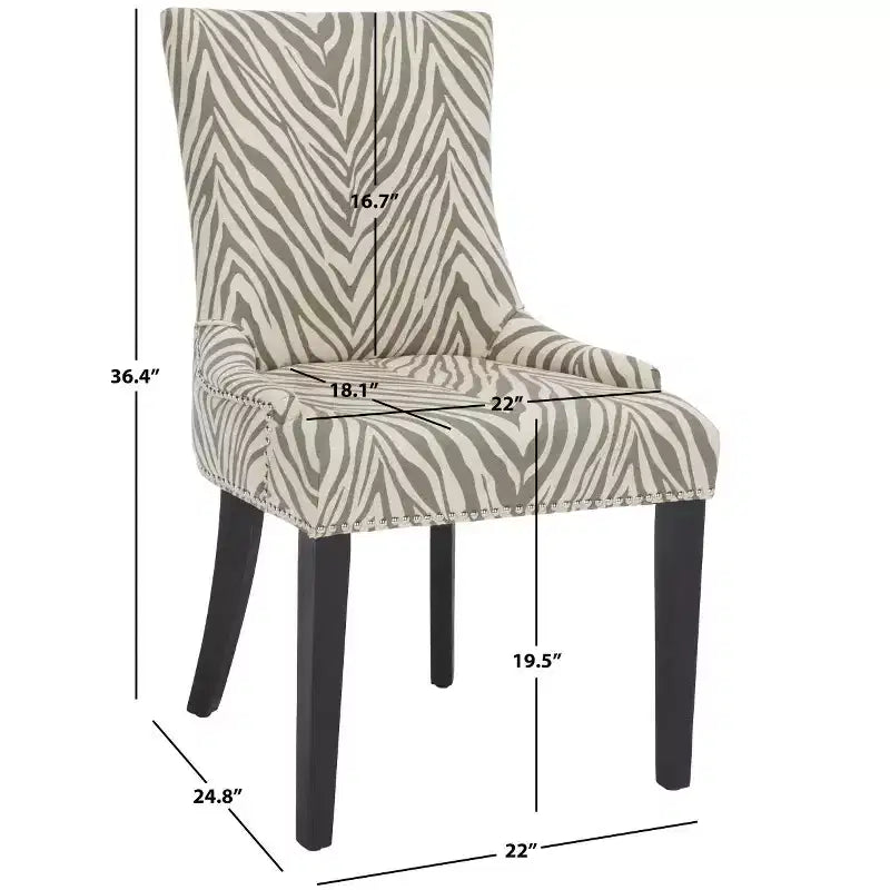 Sedia da Pranzo senza Braccioli Rivestita Multicolore con Borchie, Set di 2