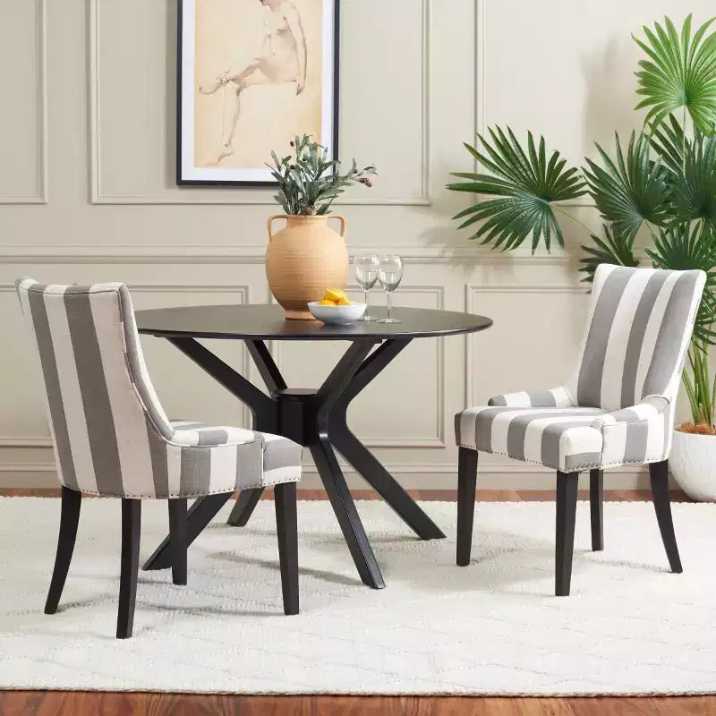 Sedia da Pranzo senza Braccioli Rivestita Multicolore con Borchie, Set di 2