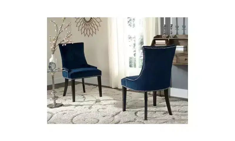 Sedia da Pranzo senza Braccioli Rivestita Multicolore con Borchie, Set di 2