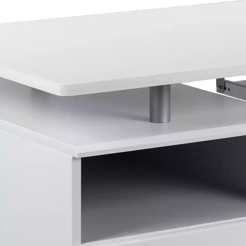 Scrivania Direzionale in Noce Rustico / Bianco con Cassettiera a 3 Cassetti e Vassoio Tastiera, 1 Posto