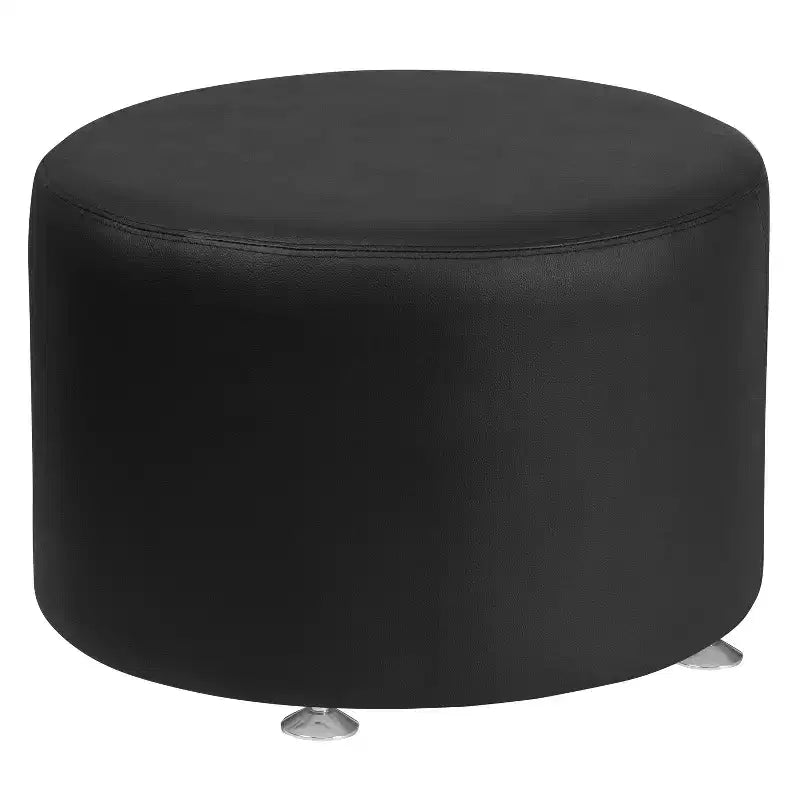 Pouf rotondo monoposto Melrose White / Black LeatherSoft
