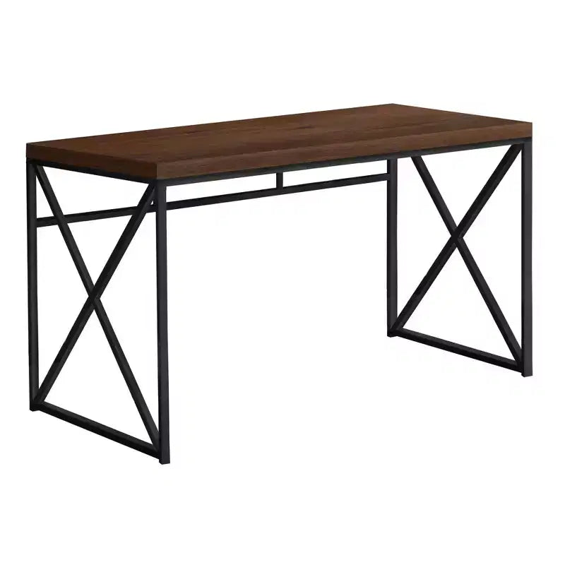 Tortora/Ciliegio/Nero, Scrivania per computer con base a X, Singola, 120 cm