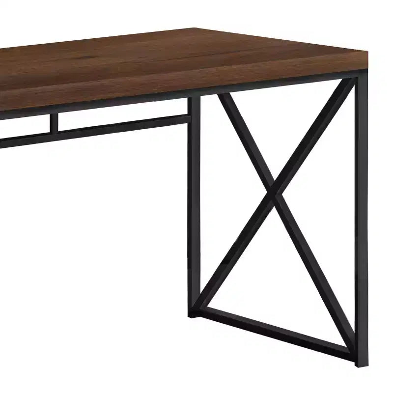 Tortora/Ciliegio/Nero, Scrivania per computer con base a X, Singola, 120 cm