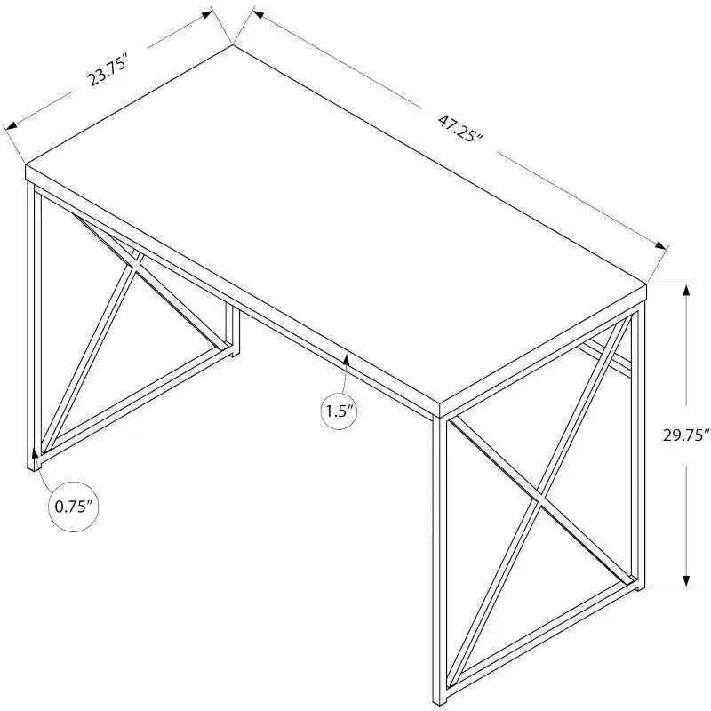 Tortora/Ciliegio/Nero, Scrivania per computer con base a X, Singola, 120 cm