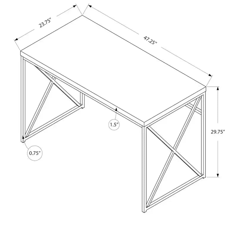 Tortora/Ciliegio/Nero, Scrivania per computer con base a X, Singola, 120 cm