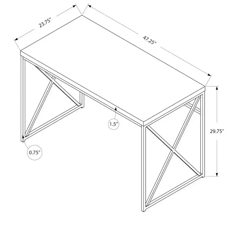 Tortora/Ciliegio/Nero, Scrivania per computer con base a X, Singola, 120 cm