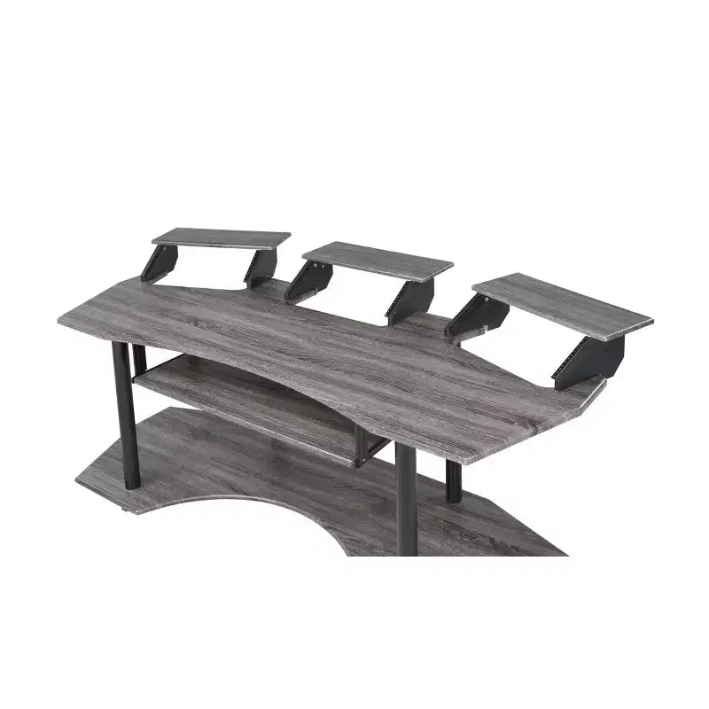 Scrivania da studio con ripiano superiore e 3 supporti, rovere nero/rovere naturale, per utente singolo